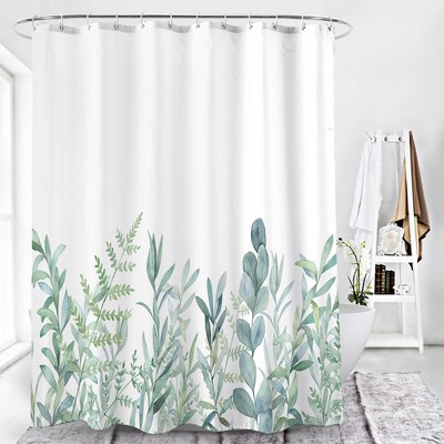 Digital Floral Print Shower Curtain