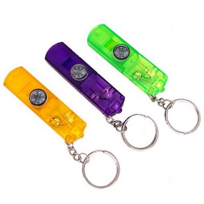 Compass LED Whistle Keychain