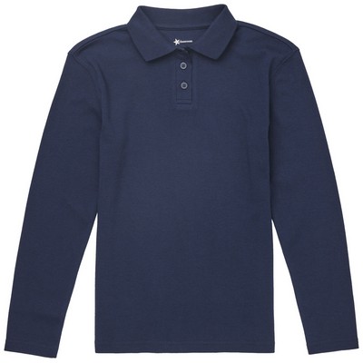 Classroom Uniforms Juniors Long Sleeve Fitted Interlock Polo Shirt