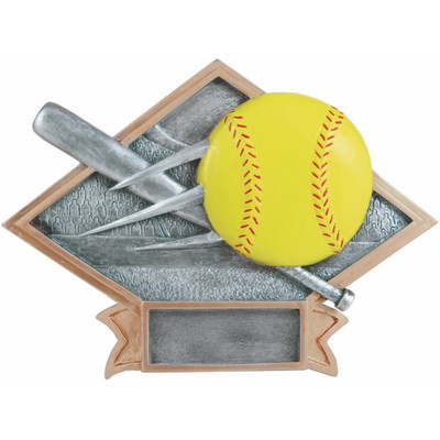 6" x 4 1/2" Softball Diamond Plate Resin