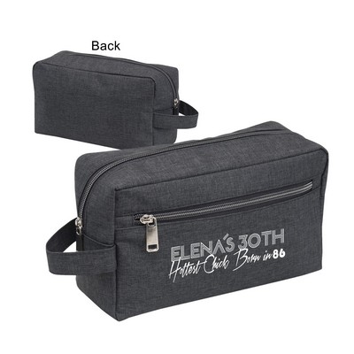 300D Polyester Heather Zipper Toiletry Travel Kit Bag