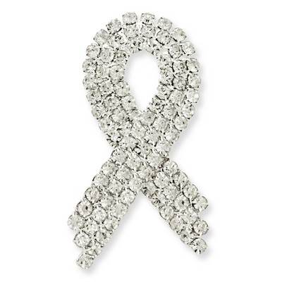 Clear Rhinestone Ribbon Pin