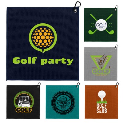 Full Color Waffle Texture Golf Towel