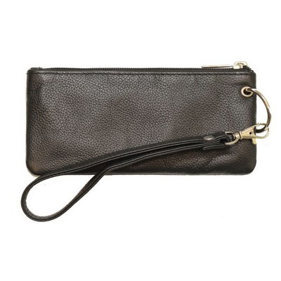 Ashlin® Designer Destiny Midnight Black Mini Cowhide Cosmetic & Phone Wristlet