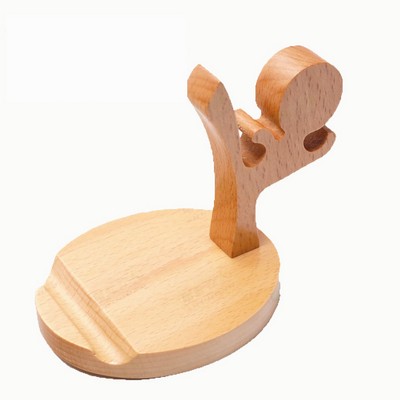 Wooden Kongfu Man Cell Phone Holder Tablet Stand