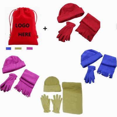 Keep Warm Hat Scarf and Glove Set