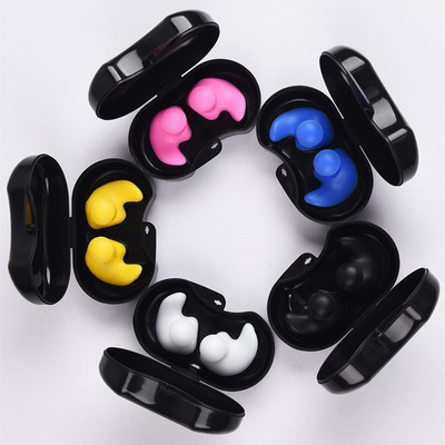 Waterproof Silicone Swimming Earplugs With Carrying Box