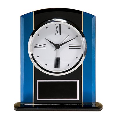 6.25" Black and Blue Glass Clock