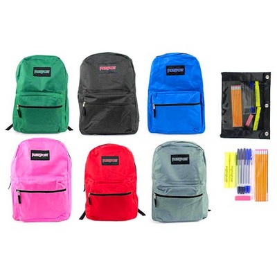 17 Classic Backpack & High School Supply Kit Combo - 15 Piece, Blue (C