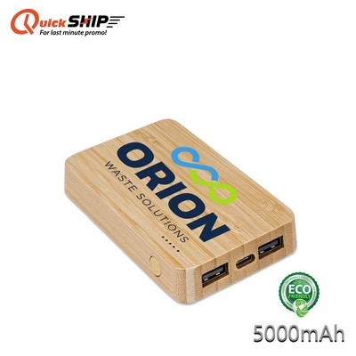 Eden Green Bamboo Wireless Power Bank 5000-5000mAh