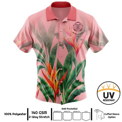 Unisex Full Dye Sublimation Upf 50+ Hawaiian Shirt - 140Gsm Stretch Poly