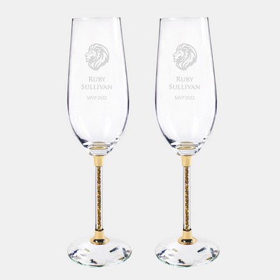 Gold Wedding Champagne Flute Pair