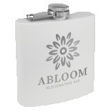 6 Oz. Matte White Powder Coated Laserable Stainless Steel Flask