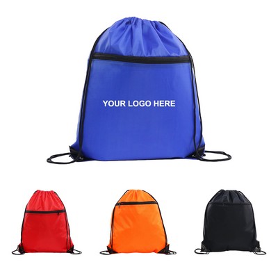 Drawstring Backpack With Zipper Pocket