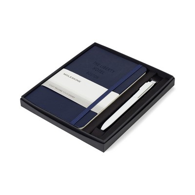 Moleskine® Medium Notebook and GO Pen Gift Set - Navy Blue