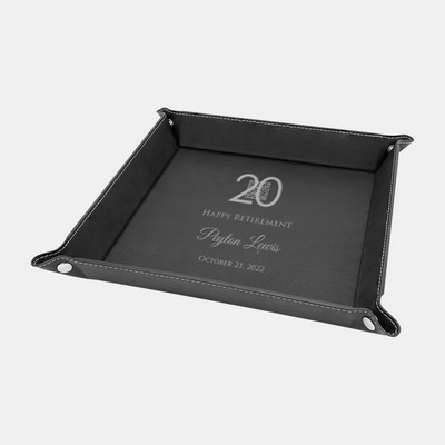 Black/Silver Leatherette Snap Up Tray w/Silver Snaps