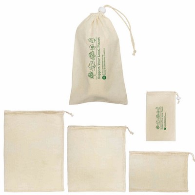 Reusable Cotton Mesh Produce Bag Set