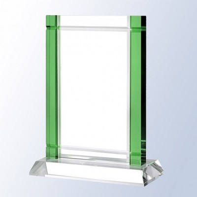 Green Deco Crystal Award, 7 3/4"H