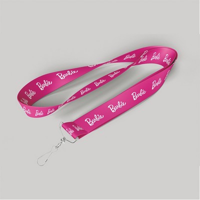 1" Pink custom lanyard printed with company logo with Jay Hook attachment 1"