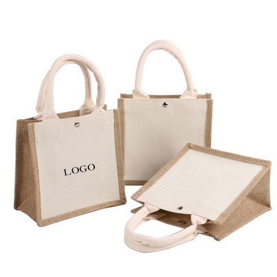 Initial Jute/Canvas Tote Bag