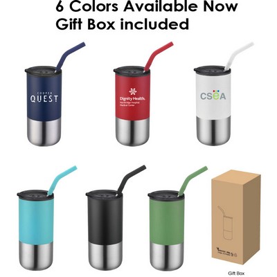 16 Oz. Double Wall Tumbler With Silicon Tip Straw