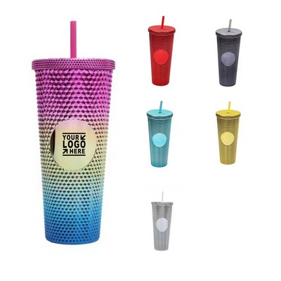 Custom 24oz Studded Matte Laser Plating Tumbler W/Straw