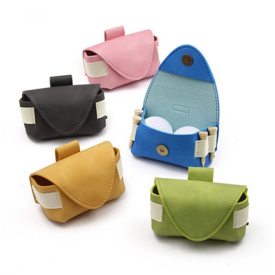 PU Leather Golf Tee Holder Pouch