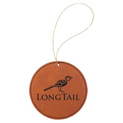 Rawhide Laserable Leatherette Round Ornament with Gold String