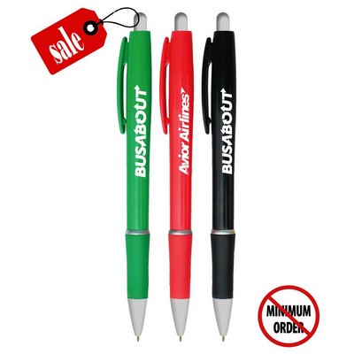 Closeout - Solid Clicker Pen with Silver Trim