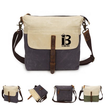 Vintage Canvas Leather Lightweight Crossbody Bag