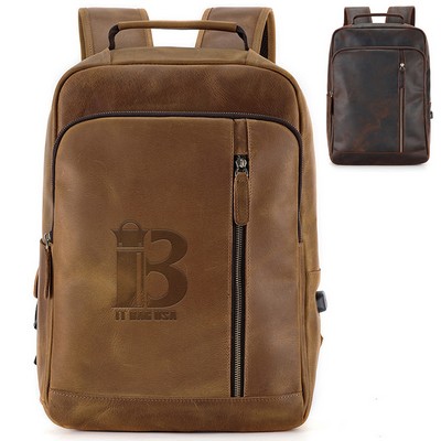 Men's Vintage Genuine Leather Laptop Backpack