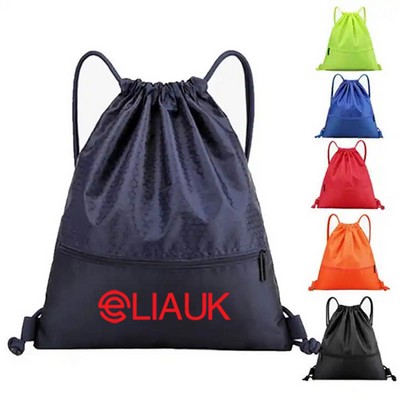 Drawstring Backpack with Zipper Pocket