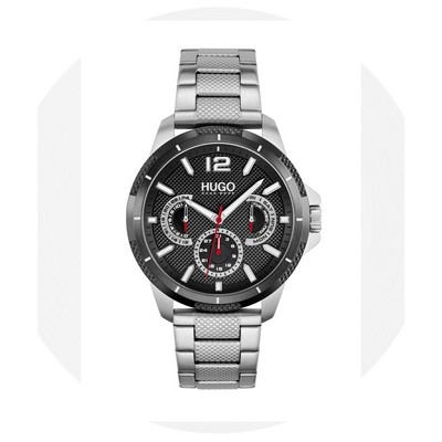 Hugo Boss Sports Gents Stainless Steel Watch w/Black Dial