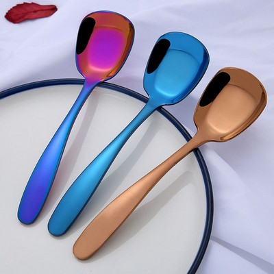 Food Grade Stainless Steel Shining Square Soup Spoon