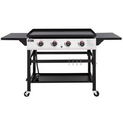 Keg Products Black/Silver 4-Burner Gas Griddle w/Hanging Hooks