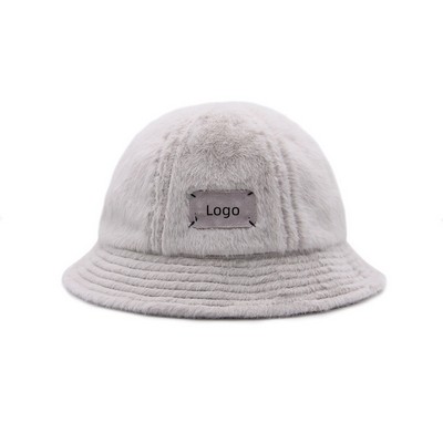 Custom Winter Bucket Hat Fluffy Fuzzy Warm Women Hats