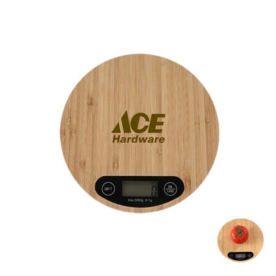 Round Bamboo Kitchen Scale