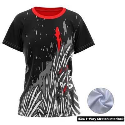 Women's Full Sublimation Short Sleeve T-Shirt - 1-Way Stretch Performance Interlock