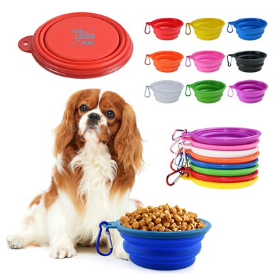 Portable Collapsible Silicone Dog Bowl with Carabiner Clip