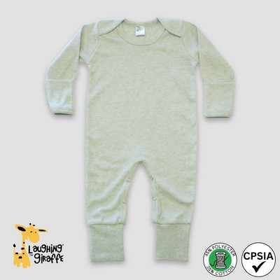 Baby Jumpsuit w/ Mittens Sage Heather 65% Polyester 35% Cotton- Laughing Giraffe®