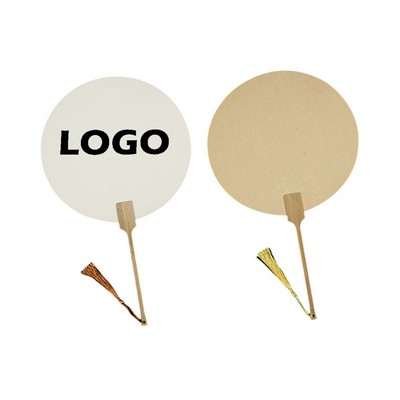 Round Paper Fan with Bamboo Handle