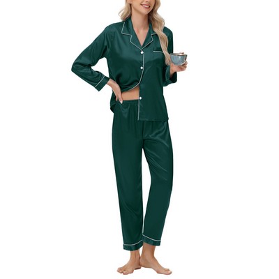 Women Long SILK PAJAMAS Sets