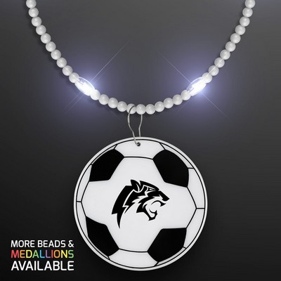 Still-Light White Beads with Soccer Ball Medallion - Domestic Print