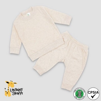 Baby Sweatsuits Oatmeal 65% Polyester/35% Cotton- Laughing Giraffe®