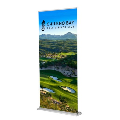 36" X 92" SD Retractable Fabric Banner Stand - Silver - Single Sided