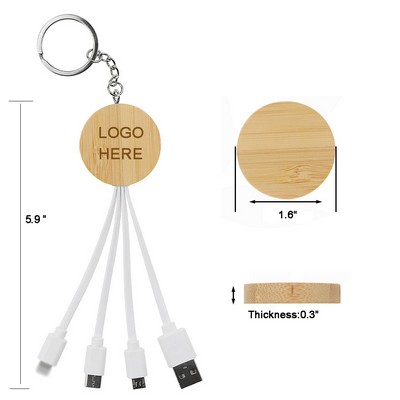 Bamboo Multi Charging Cables - Round