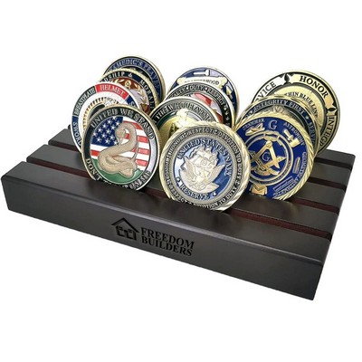 4 Row Solid Wood Coin Holder