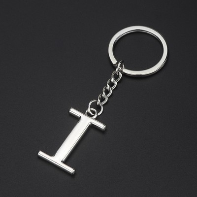 Silver Letter I Keychain Initial Keychain