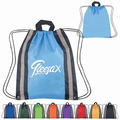 Reflective Sports Polyester Drawstring Backpack