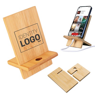 Durable Bamboo Phone Holder With Chargeable Hole